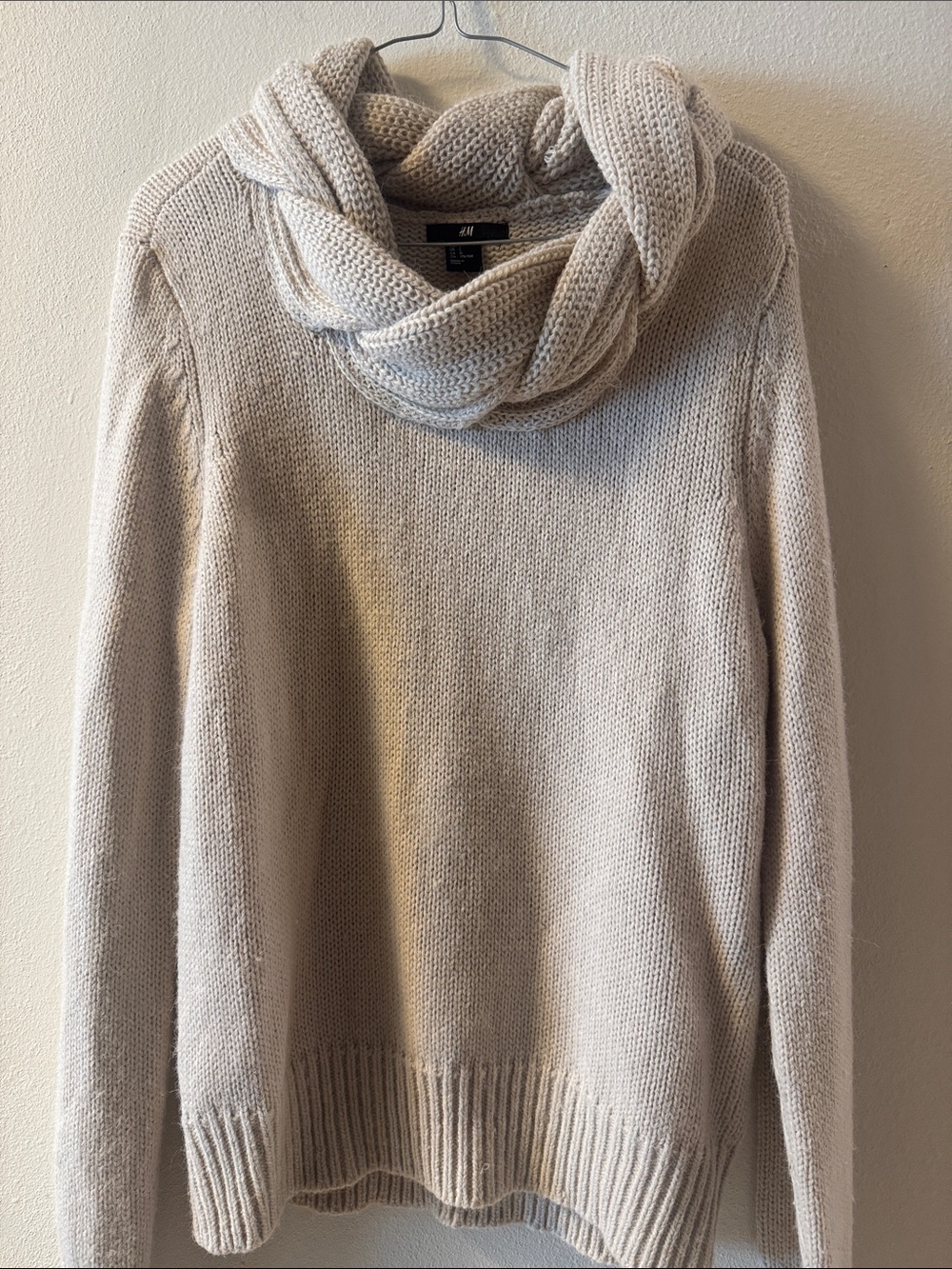 H&M Light Cream Cowl Neck Knit Sweater